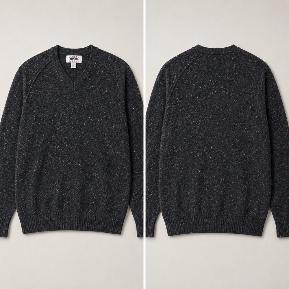 Joseph Abboud SWEATER Men's 2XLT Wool Blend V-Neck SPECKLED BLACK Big Tall